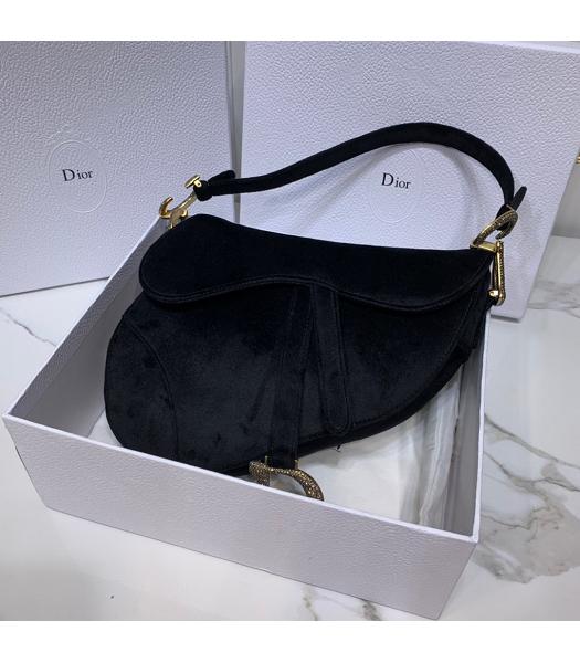 Christian Dior Velvet Original Oblique Saddle Bag Black